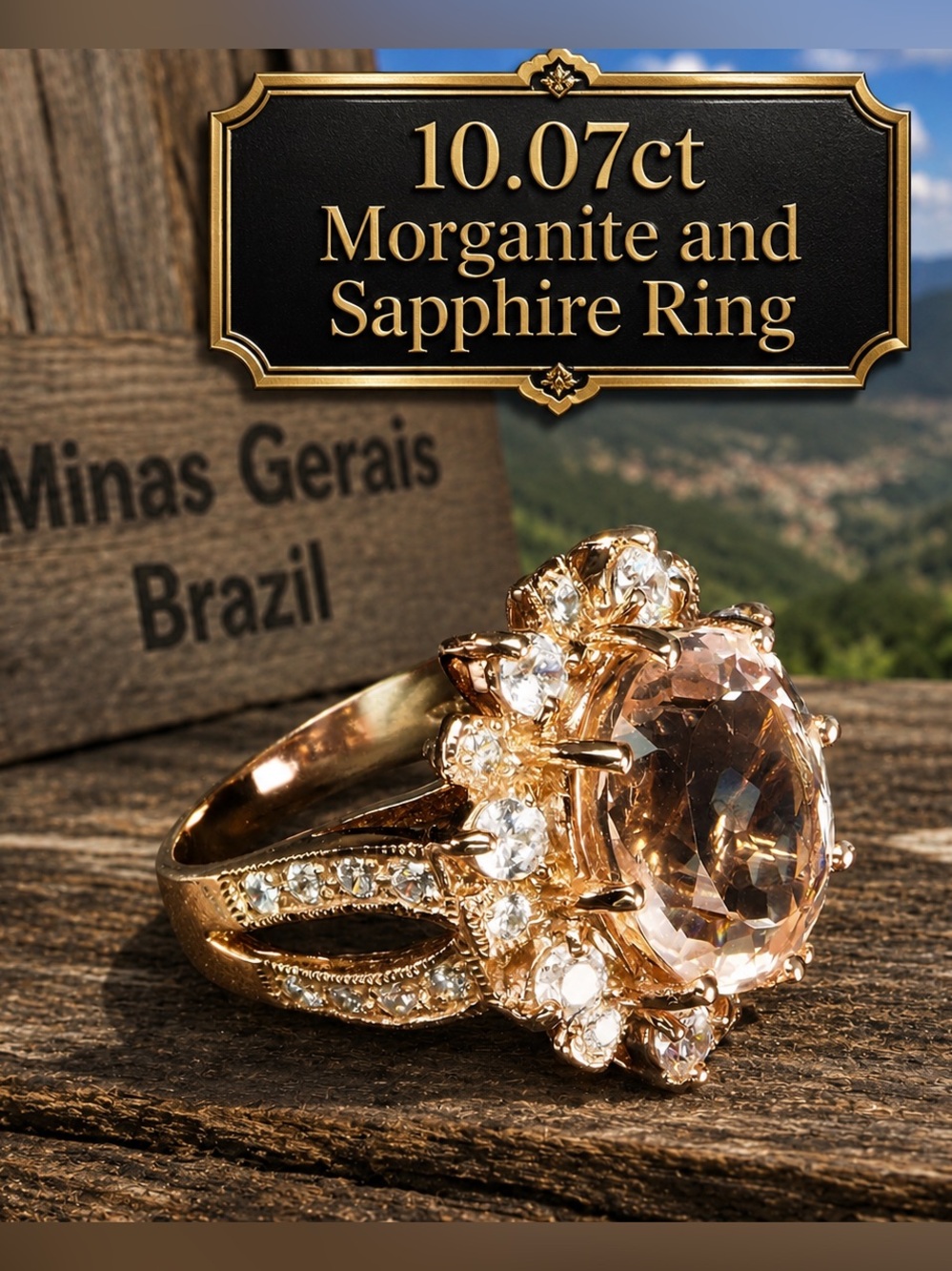 Morganite Sapphire 14k Rose Gold over silver 925